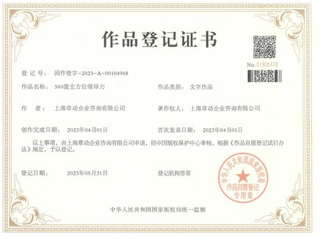 作品登记证书：360度全方位领导力