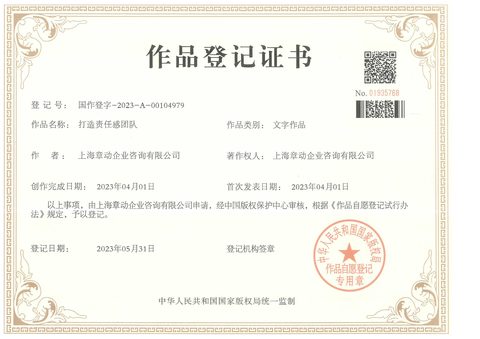 作品登记证书：打造责任感团队
