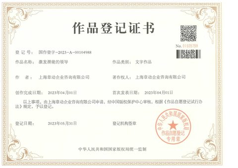 作品登记证书：激发潜能的领导